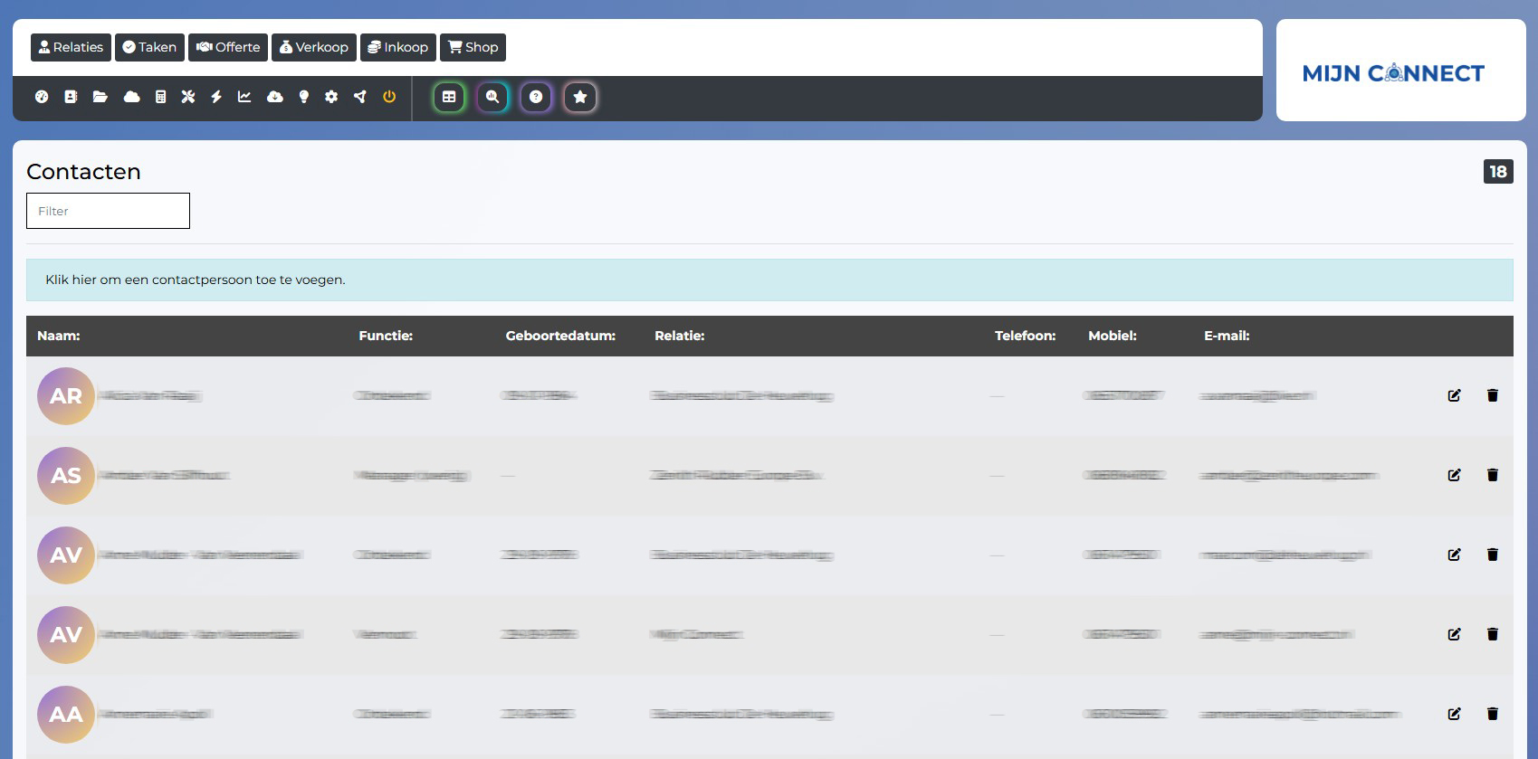 Contactpersonenbeheer - alle zakelijke contacten op één plek